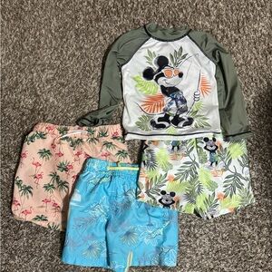 Disney Kids Rashguard Set - Green, Blue, Pink, and White